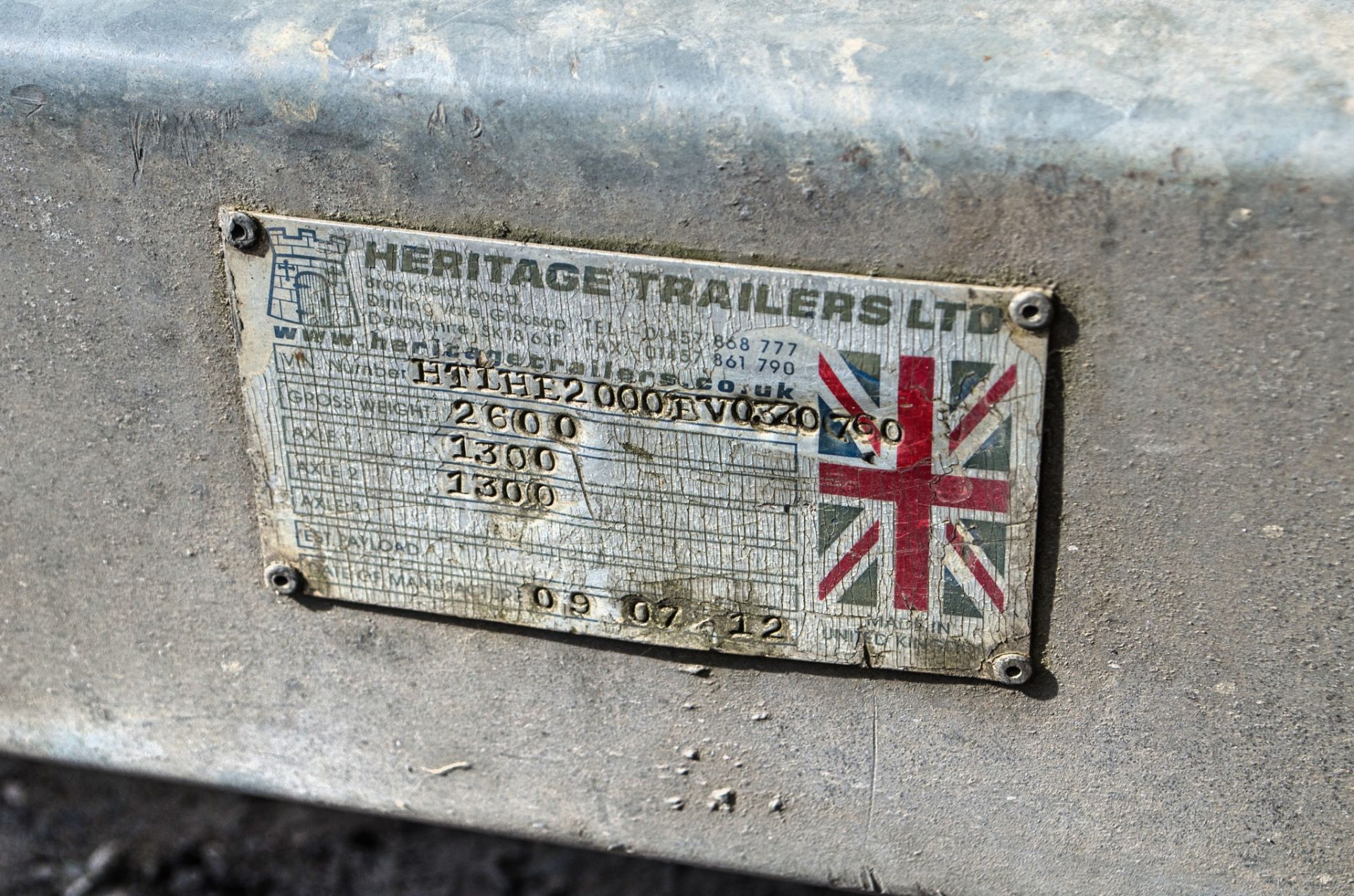 Heritage 8ft x 4ft tandem axle plant trailer S/N: 370760 c/w excavator docking system - Image 7 of 7