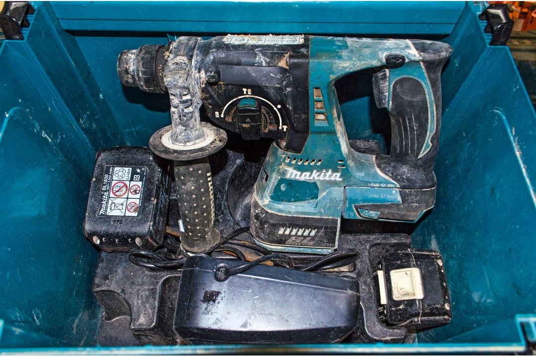 Makita DHR242 18v cordless SDS rotary hammer drill c/w 2 - batteries, charger and carry case