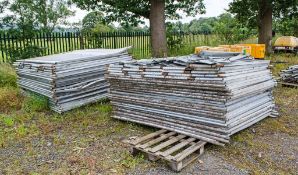 2 - pallets of steel temporary fence panels & 1 - pallet of support bars