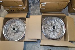 New and unused Haan and Excel front and rear wheel assembly, silver rim, silver hub, silver spokes
