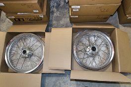 New and unused Haan and Excel front and rear wheel assembly, silver rim, silver hub, silver spokes