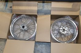 New and unused Haan and Excel front and rear wheel assembly, silver rim, silver hub, silver spokes