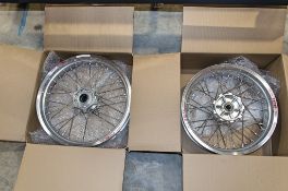 New and unused Haan and Excel front and rear wheel assembly, silver rim, silver hub, silver spokes