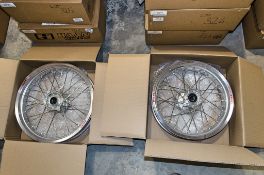 New and unused Haan and Excel front and rear wheel assembly, silver rim, silver hub, silver spokes