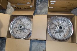 New and unused Haan and Excel front and rear wheel assembly, silver rim, silver hub, silver spokes