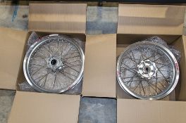 New and unused Haan and Excel front and rear wheel assembly, silver rim, silver hub, silver spokes