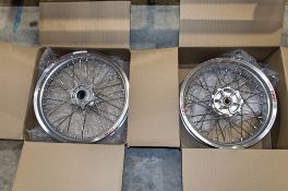 New and unused Haan and Excel front and rear wheel assembly, silver rim, silver hub, silver spokes