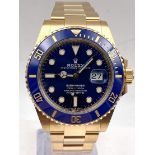 Rolex Submariner Date Oyster Perpetual '2023 Year' Yellow Gold Blue Ceramic Royal Blue Dial Verified