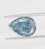 Pear Cut 5.00 Carat ( Natural Diamond ) Fancy Intense Blue Colour I3 Clarity