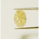 ** ON SALE **Oval Cut ( Natural Diamond ) 5.20 Carat Fancy Yellow Colour I3 Clarity Polish