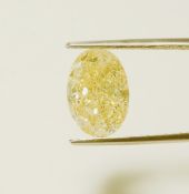 ** ON SALE **Oval Cut ( Natural Diamond ) 5.20 Carat Fancy Yellow Colour I3 Clarity Polish