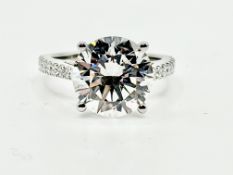**ON SALE** Round Brilliant Cut Diamond 5.30 Carat Ring In Platinum F Colour VS1 Clarity IGI Cert