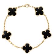 Vintage Alhambra Style Bracelet Black Onyx &18ct Yellow Gold