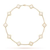 Vintage Alhambra style Necklace Mother Of Pearl &18ct Yellow Gold