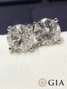 ** ON SALE ** Round Brilliant Cut 4.13 Carat (Natural) Diamond Earrings J Colour I Clarity Set