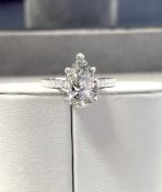 Pear Cut 3.50 Carat ( Natural ) Diamond Pave Ring Set in Platinum I Colour I1 Clarity