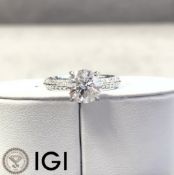 Round Brilliant Cut 2.30 Carat ( Natural ) Diamond Pave Ring set in Platinum H Colour I2 Clarity IGI