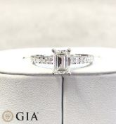 Emerald Cut 1.50 Carat ( Natural ) Diamond Pave Ring Set in Platinum H Colour SI2 Clarity - GIA