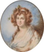 After Thomas Gainsborough (1727-1788) Mrs Sheridan, a Miniature Portrait on Ivory