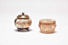 A Japanese Satsuma small koro and cover and a small pot and cover
