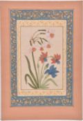 A set of three Mughal style miniature flower studies, 20th century