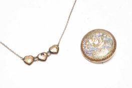 A Japanese Satsuma brooch and a pendant necklace