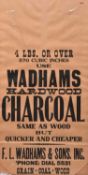 Matched pair of American advertising sack fronts for F.L. Wadhams & Sons (Connecticut)