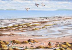 Jackie Garner (British Contemporary) Mallard on Bridgwater Bay
