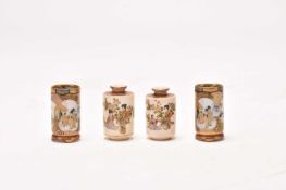 A near pair of Japanese Satsuma miniature vases and a pair of miniature Kutani vases