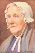 Ralph Todd (1856-1932) Portait of an Older Woman in a White Bonnet