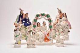 A group of six Staffordshire figures, 19th century