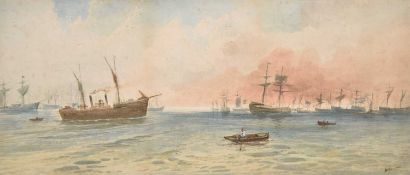W Vernon (19th century) Two Harbour Scenes with Vessels (2)