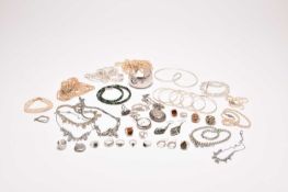 A large collection of silver and white metal jewellery