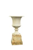A pair of Victorian cast iron urns
