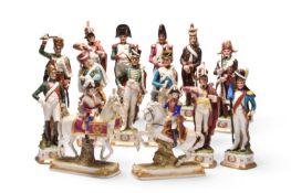 A collection of mid-20th-century models of soldiers in Napoleonic style, including Marshal Ney on