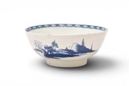 Large Worcester 'Precipice' blue and white bowl, circa 1770-75