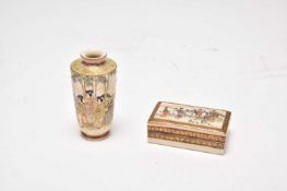 A small Japanese Satsuma vase and a small box and cover