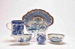 Worcester porcelain, including 'Worcester Temple' mug and 'Mission Church' sauceboat