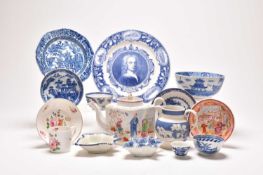 Mixed lot of ceramics including Derby coffee can and saucer