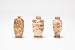 A group of three Japanese Satsuma vases