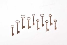 A group of ten 18th century and later iron warded keys