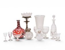 Glassware including Victorian table centrepiece