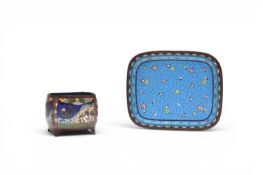 A Chinese cloisonne pot and a dish, late Qing Dynasty