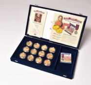 British Military Leaders Piedfort Collection, 12 gold-plated coins