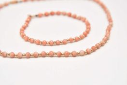 A coral bead necklace and bracelet