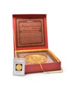 A cased Chinese gold leaf presentation dish