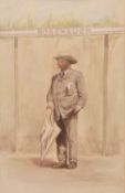 K Collings (20th century) Study of a Gentleman in suit and hat