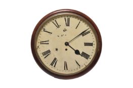A mahogany circular fusee wall clock/timepiece