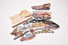 A collection of Native American indigenous beadwork, Plains-style