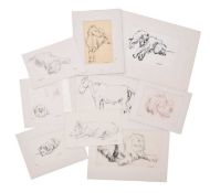 Leonard Gittleson (British 20th century) A portfolio of loose sketches, charcoal and pastel drawings
